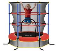 Trampoline Enfant - HOMCOM - Ø 1,75 × 1,90H m Filet de sécurité Porte zipée Couvre-Ressorts 6 poteaux rembourrés Noir Rouge Bleu