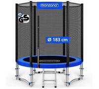 Trampoline Extérieur Ø183 cm MONZANA® Certifié TÜV, Kit Complet (Filet de Sécurité, Coussin de Protection, Échelle)