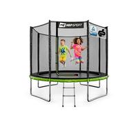 Hop-Sport Trampoline Extérieur Enfant Rond 305 cm, Kit Complet avec Filet de sécurité, Tapis de Saut, Échelle, Capacité de Charge 150 kg, Certificats de sécurité Noir / Vert G