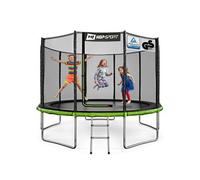 Hop-Sport Trampoline Extérieur Enfant Rond 366 cm, Kit Complet avec Filet de sécurité, Tapis de Saut, Échelle, Capacité de Charge 150 kg, Certificats de sécurité Noir / Vert