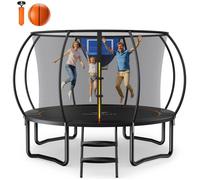 Trampoline Extérieur MERACH Ø305 cm avec Ballon, Filet de Sécurité, Panier de Basket, Structure Renforcée, Charge 150 kg, PROMO
