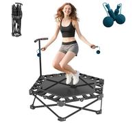 Trampoline Fitness 106cm Mini Trampolines Pliables Charge maximale 300 KG Trampoline Interieur Pliant sans Installation Trampolines Adulte avec Poignée Réglable 3 Hauteurs