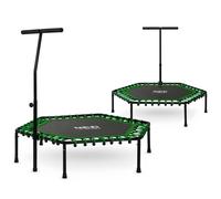 Trampoline de fitness avec poignée - JANSHOP - 127 cm - Hexagonal - Vert - 42 élastiques - Poignée réglable