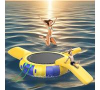 Trampoline gonflable avec tubes de plongée et oreiller pour les fêtes sur le lac, la natation - Parfait pour les enfants et la famille - Activités d'été en plein air