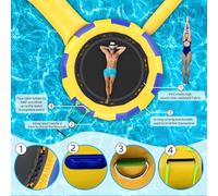 Trampoline Gonflable for lac Aquatique, Toboggan Aquatique, Plateforme de Natation Gonflable avec toboggans, Tubes d'équilibre et Sacs de Saut, Sauteur Flottant Robuste(16FT)