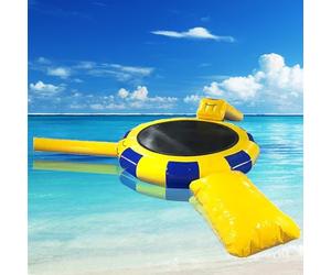 Trampoline gonflable pour piscine et lac - Transat d'eau géant avec toboggan, trampoline flottant de 4,8 m pour les loisirs de plein air