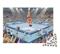 Trampoline Gymnastique Retournement Arrière Puzzle en Bois Imperméable DIY Puzzles De 1000 Pièces pour Adultes Coloré Jeux Éducatifs