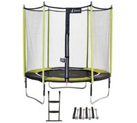 Kangui Trampoline de jardin Jumpi 244 cm - Filet de sécurité, Échelle, Kit d'ancrage Vert/Noir 250