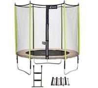 Kangui Trampoline de jardin Jumpi 244 cm – Filet de sécurité, Échelle, Kit d'ancrage Taupe/Vert 250