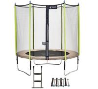 Kangui Trampoline de jardin Jumpi 244 cm – Filet de sécurité, Échelle, Kit d'ancrage Taupe/Vert 250