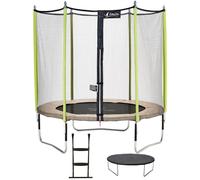 Trampoline de jardin 244 cm + filet de sécurité + échelle + bâche de protection jumpi taupe/vert 250 taupe TU