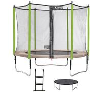 Trampoline de jardin jumpi taupe/vert 305 cm + filet + échelle + bâche de protection vert TU