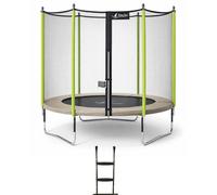 Kangui Trampoline de jardin Jumpi 305 cm – Filet de sécurité & Échelle – Taupe/Vert