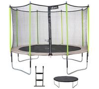 Kangui - Trampoline De Jardin 426 Cm + Filet De Sécurité + Échelle + Bâche De Protection Jumpi Taupe/Vert 430.