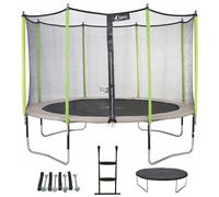 Kangui - Trampoline De Jardin 426 Cm + Filet + Échelle + Bâche + Kit D'ancrage Jumpi Taupe/Vert