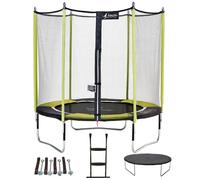 Kangui - Trampoline JUMPI POP + filet + échelle PVC + couverture de propreté + kit d'ancrage - Noir et vert - Ø250cm - 300cm - 360cm - 430cm