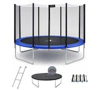 Kangui Trampoline rond Bleu Ø360 cm avec filet, échelle, bâche et kit d'ancrage