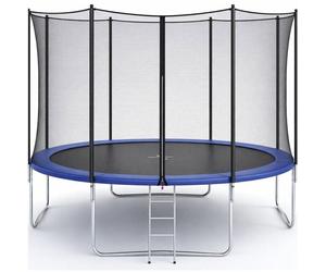 Trampoline KANGUI - BLEU Ø 426-430 cm - XXL - Enfant - Filet de sécurité et Échelle - Certification CE & NF EN 71-14