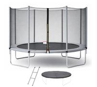 Trampoline KANGUI - GRIS Ø 360-365 cm - Enfant - Échelle & Bâche - Certification CE & NF EN 71-14