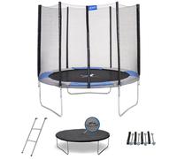 Kangui – Trampoline rond RALLI 250 Ø250 cm avec filet, échelle, bâche et kit d'ancrage Bleu/Gris