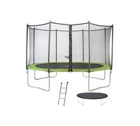 Trampoline KANGUI TWIN Ø 430 cm Pack complet Filet sécurité Échelle 3 marches Couverture Vert