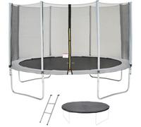 Trampoline MAXI ECO Ø 430 cm Gris - Avec Filet, Echelle, Couverture de Protection