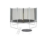 Kangui Trampoline Ø 426-430 cm Gris Enfant avec Échelle et Bâche – CE & NF EN 71-14