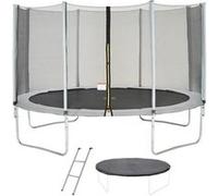 Kangui Trampoline Ø 426-430 cm Gris Enfant avec Échelle et Bâche – CE & NF EN 71-14