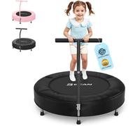Trampoline Mini - Rebounder BCAN - 91 cm - Avec Barre Coussinets de Sécurité & Pieds Pliables - Noir