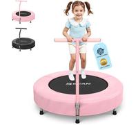 Trampoline - Mini Rebounder BCAN - 91 cm - Avec Barre Coussinets de Sécurité & Pieds Pliables - Rose