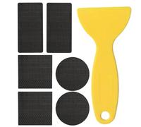 Trampoline Patch, Net Repair Tape Kit, Self-Adhesive Rubber Material, Includes Scraper for Easy Use, Ideal for Kids Sports Bounce Use, Black, 6 Pieces, Mixed Shapes, 48g