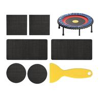 Trampoline Patch Repair, Tramp Net Tape Set, Bounce Mat Fix Patches, Multi-Shape Mesh Tools, 6-Piece Kit with Scraper for Holes in Garden Park Outdoor Sports Games, Rubber