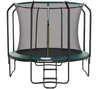 Trampoline pour Enfant, Diamètre 305 cm, Filet de Protection, Poteau de 180 cm de Haut, Coussin de Sécurité, Échelle, Noir et Vert