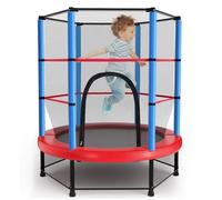 Trampoline pour Enfants Ø140cm, avec Filet de Sécurité Surélevé, Cadre en Acier, Trampoline Extérieur et Intérieur Enfant - Bleu