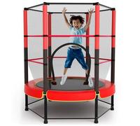 Trampoline pour Enfants Ø140cm, Trampoline Extérieur et Intérieur avec Filet de Sécurité Surélevé, Cadre en Acier, Trampoline