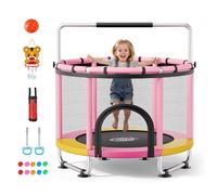 Trampoline pour Enfants 150 cm Mini-trampoline Rond Charge 60 kg Rose-VEVOR-Pour Tout-petits Intérieur Extérieur Stable