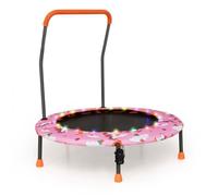 Trampoline Pour Enfants Ø92cm Costway-21 Lumières Led Colorées-Poignée Amovible-Tapis De Saut Rond-25kg-Intérieur Extérieur-Licorne