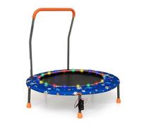 CostwayTrampoline pour Enfants Ø92CM Lumineux avec Poignée Amovible Charge 25KG pour Sports de Saut Intérieur Extérieur Bleu