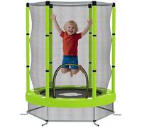 AIYAPLAY Trampoline pour Enfants Ø140 cm, Trampoline extérieur pour Enfants avec Filet de sécurité, Porte zippée, 6 poteaux rembourrés, pour intérieur extérieur, pour 3-6 Ans, Vert