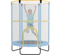 Trampoline pour enfants AIYAPLAY Ø140 cm, trampoline d'intérieur avec filet de sécurité, corde en caoutchouc, couverture des bords, trampoline pour enfants avec porte avec fermeture éclair pour les en