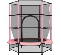 Trampoline pour Enfants Extérieur et Intérieur Ø 140 cm - Avec Filet de Sécurité, pour Jardin, Loisir et Exercice - Charge Max 50kg - Cadeau (Rose)