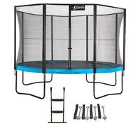 Kangui - Trampoline de jardin 365 cm + filet de sécurité + échelle + kit d'ancrage PUNCHI Bleu 360 - Bleu