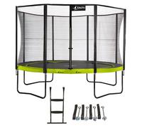 Kangui - Trampoline De Jardin Rond 430 Cm + Filet De Sécurité + Échelle + Kit D'ancrage Punchi Vert 430