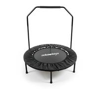 Trampoline Relaxdays avec Barre d'appui, Ø 102 cm, Mini-Trampoline Pliable jusqu'à 120 kg, Fitness Indoor, Noir