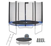 Kangui – Trampoline rond RALLI 250 Ø250 cm avec filet, échelle, bâche et kit d'ancrage Bleu/Gris