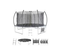 Alice's Garden - Trampoline Rond Ø 430cm Gris avec Filet de Protection intérieur - Venus Inner XXL - échelle. bâche. Filet pour Chaussures et kit d'ancrage 4.30m 430 cm