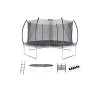 sweeek Trampoline rond Ø 490cm gris avec filet de protection intérieur - Jupiter Inner XXL - échelle bâche filet pour chaussures et kit d'ancrage 490m 490 cm Gris G
