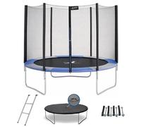 Kangui – Trampoline rond RALLI 250 Ø250 cm avec filet, échelle, bâche et kit d'ancrage Bleu/Gris
