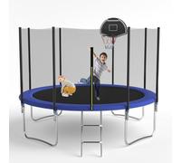 Trampoline Rond 305 cm extérieur pour Jardin, Trampoline avec Filet de sécurité, Panier de Basket intégré et échelle, Structure Stable pour Enfants et Adolescents, équipement de Loisirs Familial