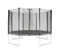 Trampoline rond Ø 370cm gris avec son filet de protection - Saturne - Trampoline de jardin 370 cm 3m| Qualité PRO. | Normes EU.
